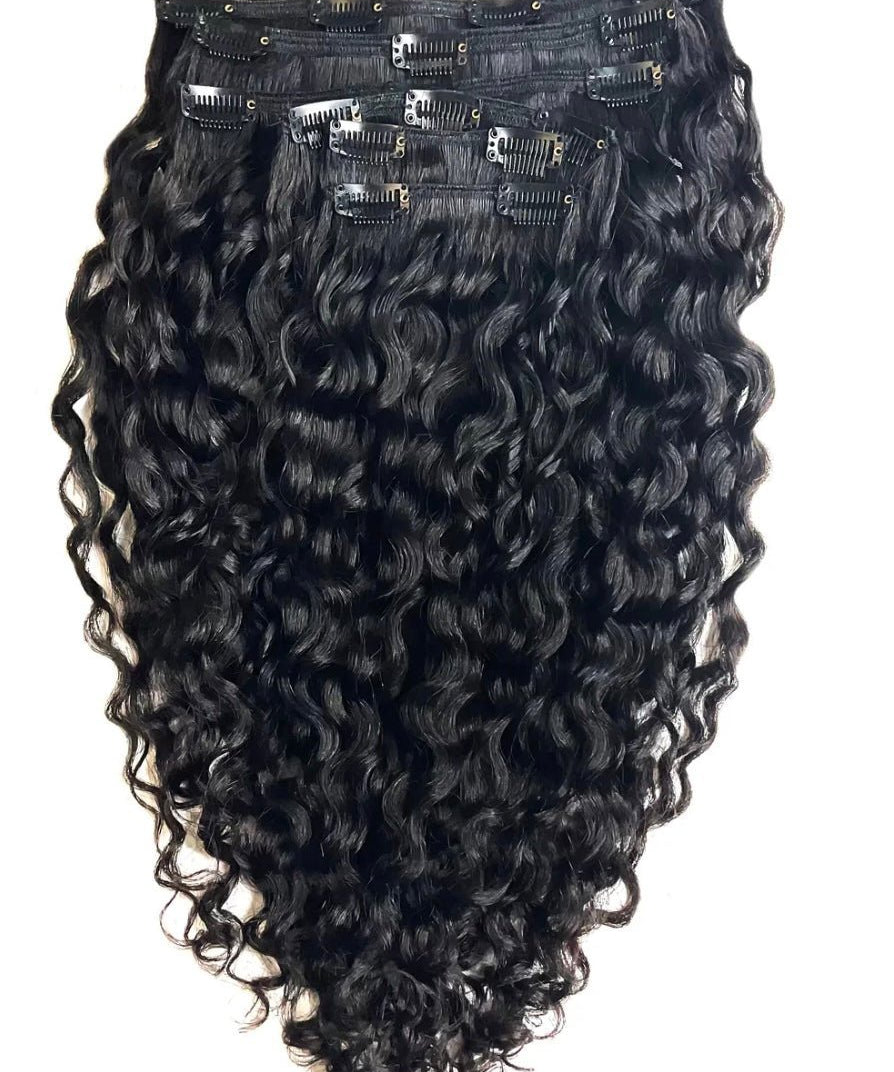 Curly Seamless Clip-IN Hair Extensions Mermaid Virgin Hair