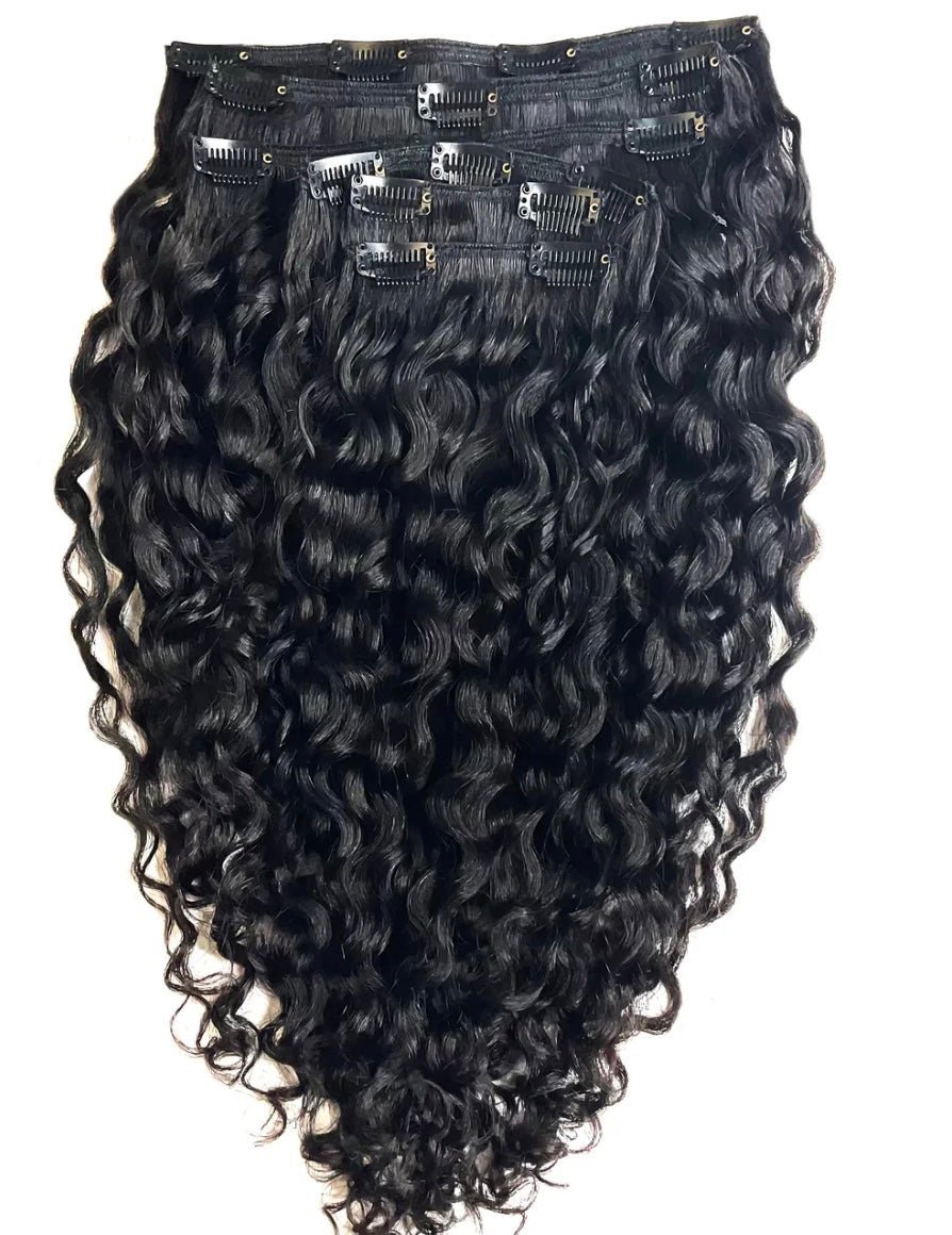 Curly Seamless Clip-IN Hair Extensions Mermaid Virgin Hair